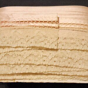 Vintage 40's Pink/Beige Satan & Cotton Old Lace Edging Trim 11 Yds Sewing/Crafts